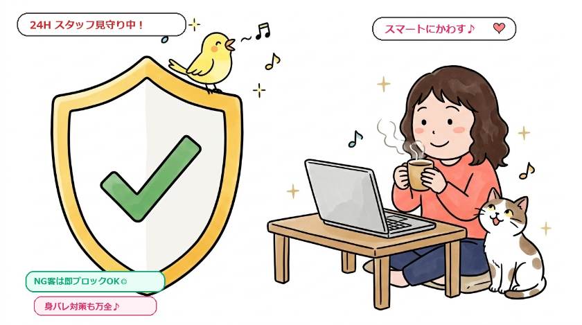 スマートな対応とセキュリティシールド - チャットレディ安心ガイド